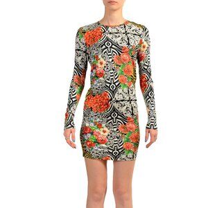 Versace Versus Women's Multi-Color Long Sleeve Pencil Bodycon Dress US XS IT 38